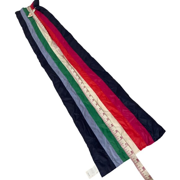Marine Layer X Lost & Found Retro Rainbow Puffer Scarf Navy/ multi stripe one sz - Picture 2 of 9